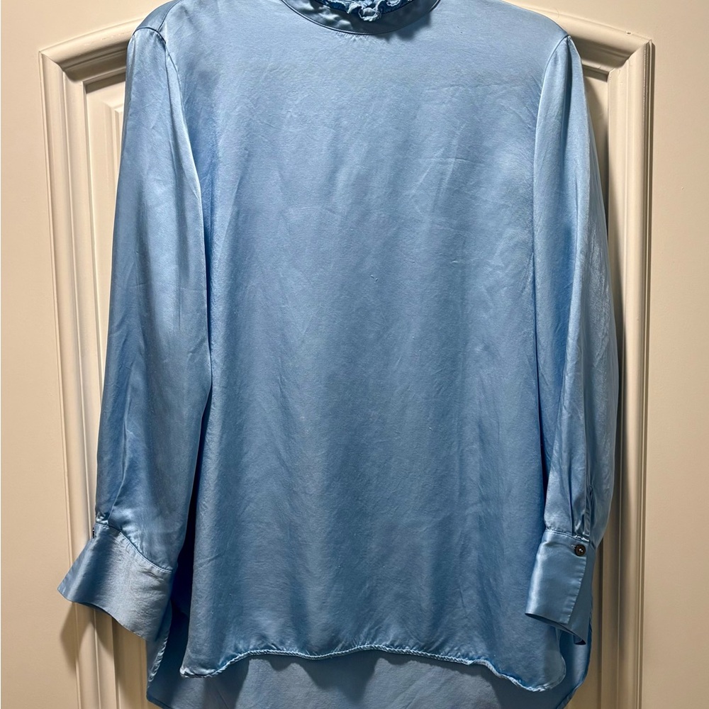 Topshop Light Blue Satin Blouse